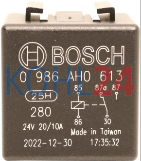 Relais 24 Volt 10 Ampere / 20 Ampere Bosch 0332100021 0332204203 0332204210 0332204216 0332209207 0986AH0613 Wehrle 20401100 20401100A Original Bosch - Bild 2